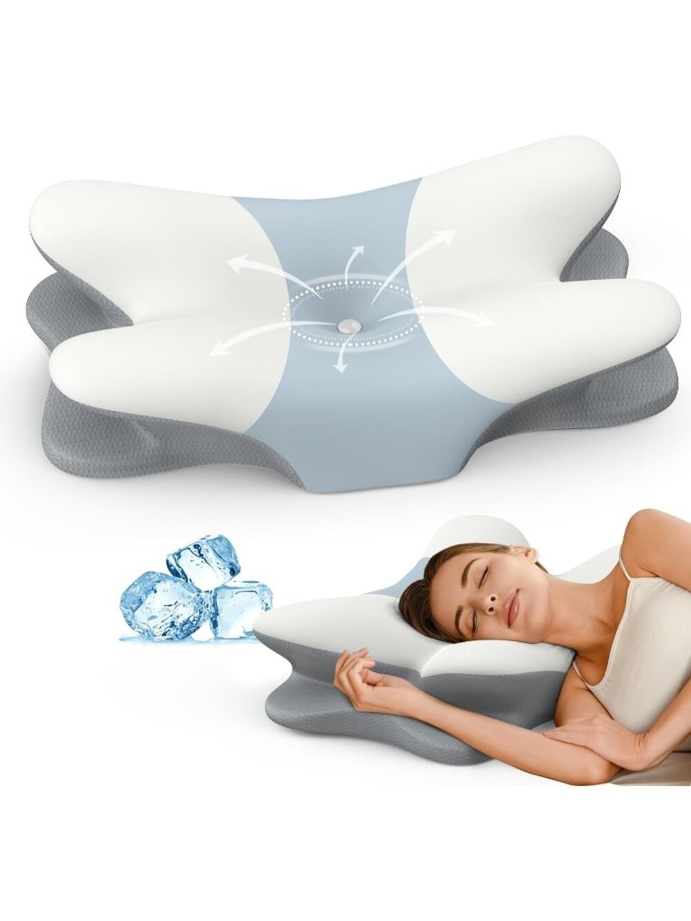 〽️Cervical Neck Pillow Contour Memory Foam Ergonomic Pain Relief Sleeping